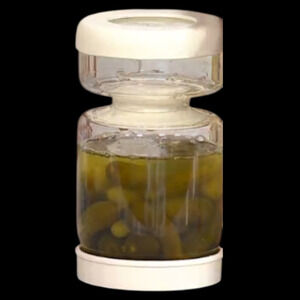 Ezee Flip Glass Hourglass Pickle & Olive Storage Jar Creme